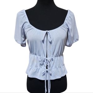 NWOT Liz & Sara Babydoll Off the Shoulder Tie Front Cropped Top